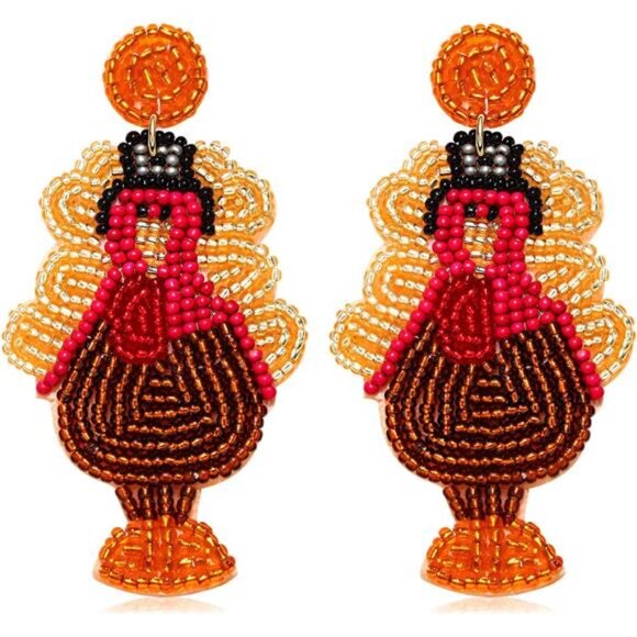 Handmade Thanksgiving Earrings - Pumpkin, Turkey, Maple Leaf - Picture 1 of 8